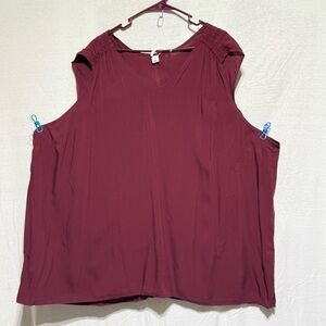 Old Navy Wine Tunic Top Sleeveless Size 4X Plus V-Neck Rayon Womens NWT